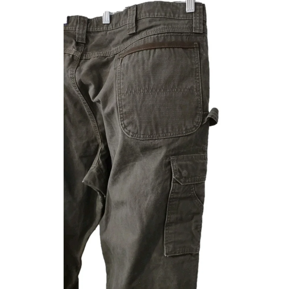 Wrangler Riggs Green Cargo Jeans Men's 42 x 30 Workwear Pockets Distressed  Logo